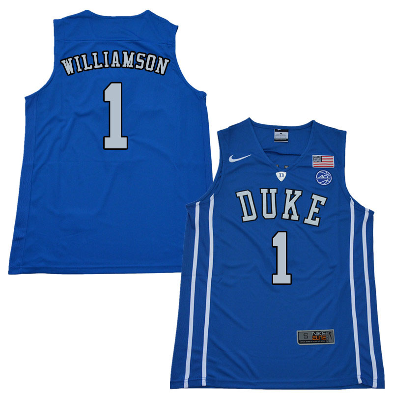 2018 Men #1 Zion Williamson Duke Blue Devils College Basketball Jerseys Sale-Blue
